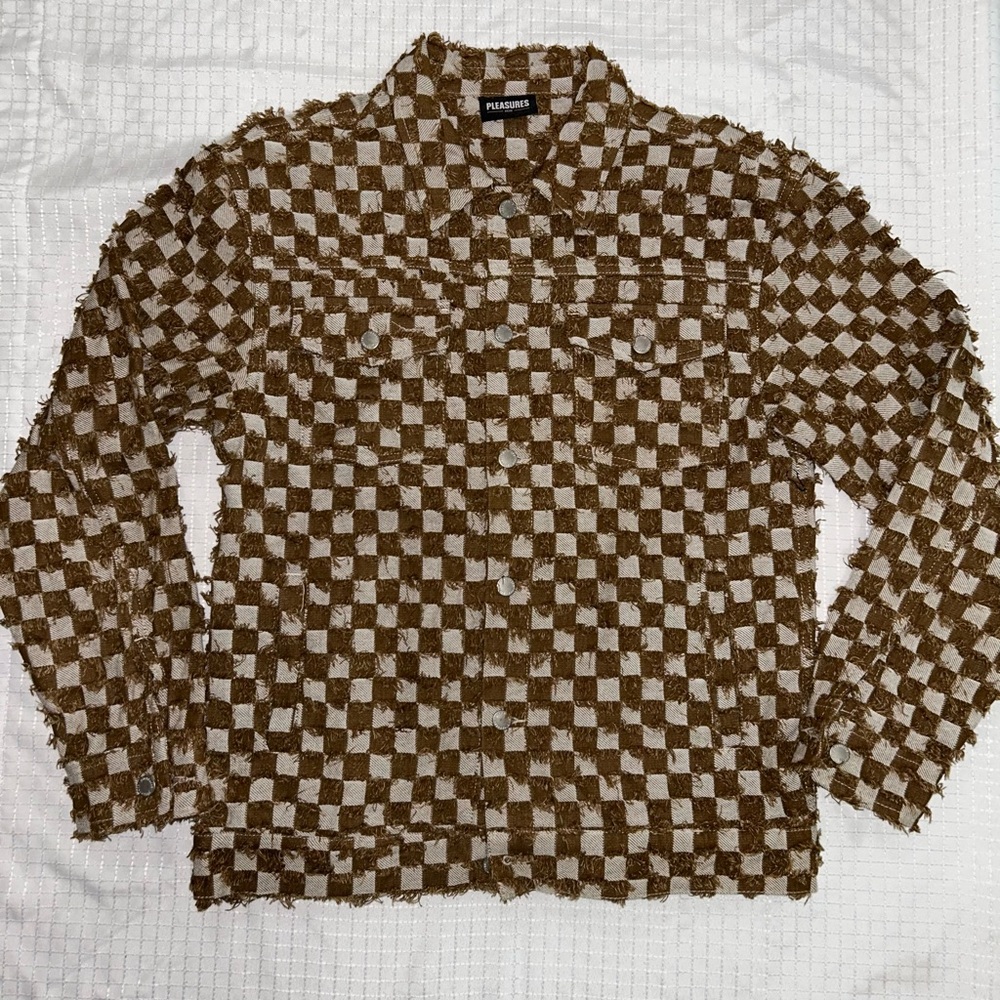 Checker Brown and White frayed jacket